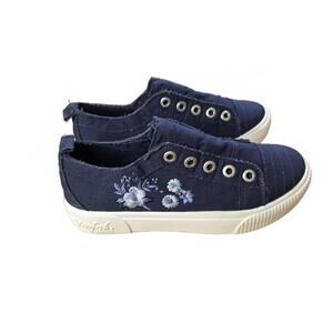 Blowfish Navy Slip-On Sneakers with Floral Embroidery